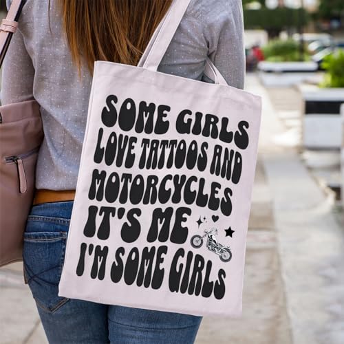 WCGXKO Motorcycle Gifts For Women Tattoos Gift Some Gir-ls Love Tattoos And Motorcycles Tote Bag