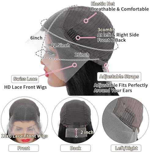 13x6 Body Wave Lace Front Wigs Human Hair Wig 15A Raw 250 Density Indian HD Lace Frontal Human Hair Wigs for Women (26 Inch)