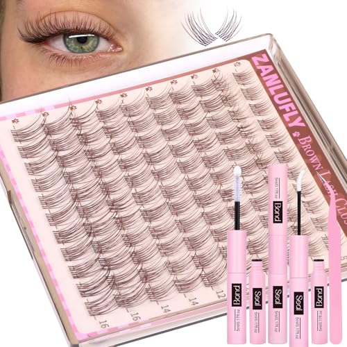 Brown Eyelash Clusters Kit with Bond & Seal - 8-16MM DIY Lashes