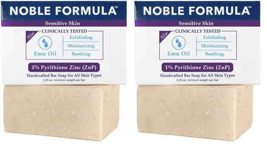 Noble Formula 1% Pyrithione Zinc (ZnP) Original Noble Emu Formula, Alise's Emu Oil Bar Soap, Designed for Sensitive Skin, 3.25 oz (Pack of 2)
