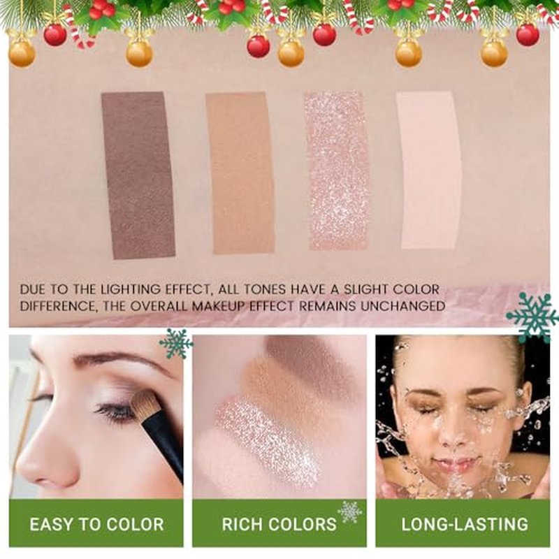 4-Color Eyeshadow Palette Matte Shimmer – Neutral Nude Gold