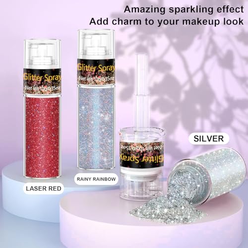 Scarman Hair and Body Glitter Spray - Ultra Fine Silver Holographic Glitter