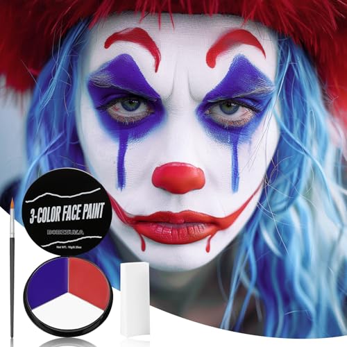US Flag Face Paint Kit - 3 Colors, Sponges & Brush