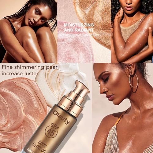 Waterproof SPF 45 Body Shimmer Oil with Glow - Diamond Platinum Variation