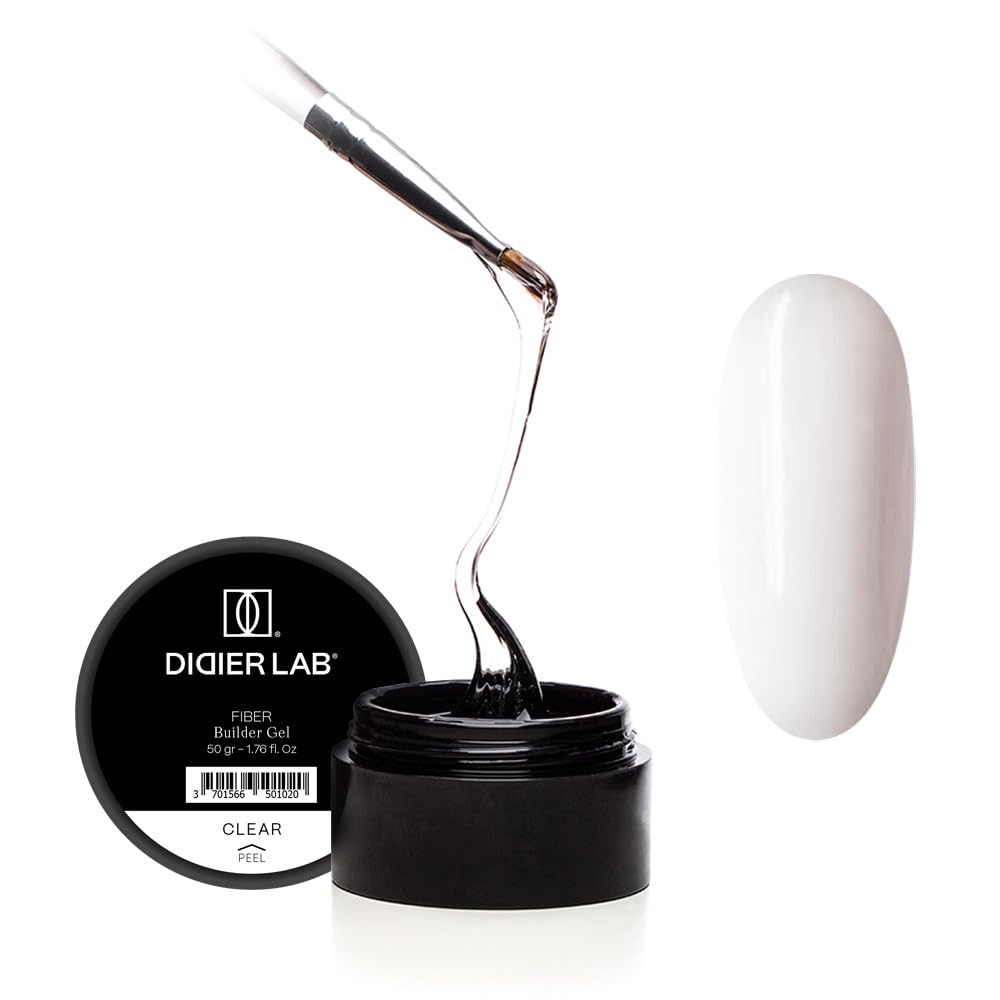 DIDIER LAB Fiber Builder Gel Clear – Self-Leveling HEMA-Free Builder Gel for Nails - Ultra-Strong LED UV Fiberglass Nail Builder Gel for Nail Repair Refills and Nail Extensions - 1.76 fl oz