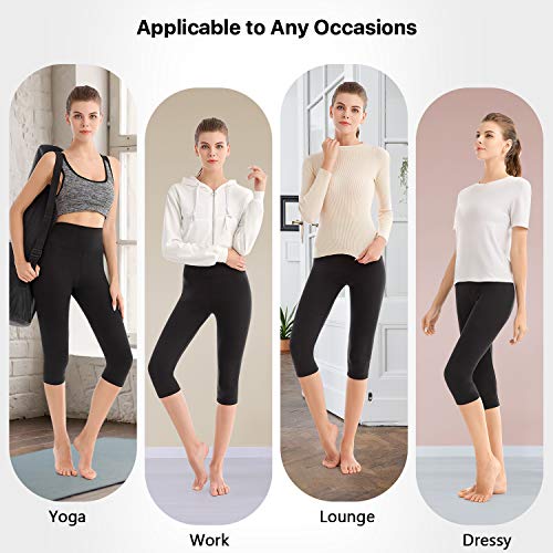 SINOPHANT High Waisted Leggings for Women - Full Length Capri Buttery Soft Yoga Pants for Workout Athletic(Capri Black,S-M)