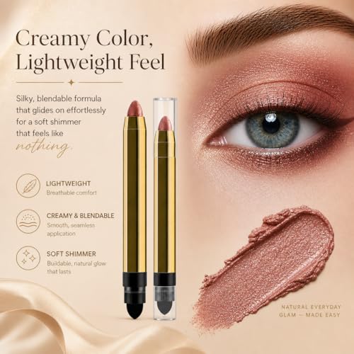 Dual-Ended Waterproof Shimmer Eyeshadow Stick with Blender