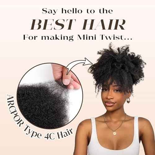 Afro Kinkys Bulk Human Hair, 16 Inch 50G/Pack Soft 4C Afro Kinky-Curly Human Hair Bulk for Twist Dreadlocks Extensions Repair Locs Natural Black 1 Pack (1B, 16 inch)