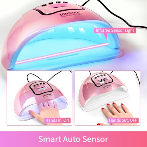JODSONE Iridescent Pink UV Nail Lamp for Gel Polish with 4 Timer Settings & Auto Sensor