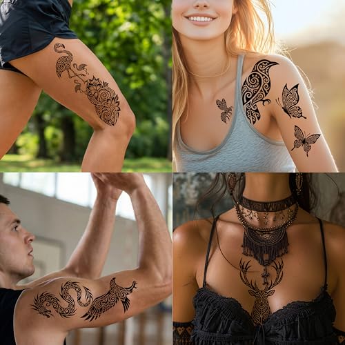 Tribal Temporary Tattoos 60 PCS | Waterproof & Sweat-Resistant