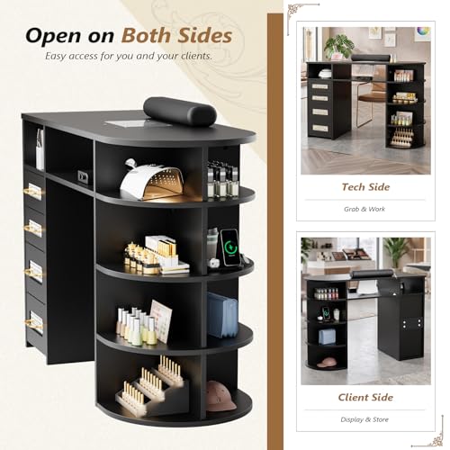 OmySalon Electric Nail Desk with Dust Collector & Storage