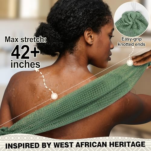 African Net Sponge 4-Pack - 42 Inch Exfoliating Bath Sponges