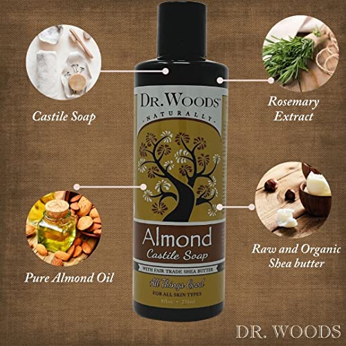 Dr. Woods Pure Almond Liquid Castile Soap with Organic Shea Butter, 32 Ounce (Pack of 2)