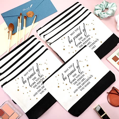 Roowest 20 Pcs Employee Appreciation Gifts Bulk Cosmetic Bags for Womens History Month Makeup Bag Thank You Makeup Pouches with Zipper Office Groups Gift for Team Coworker Staff Nurse(White,Proud)