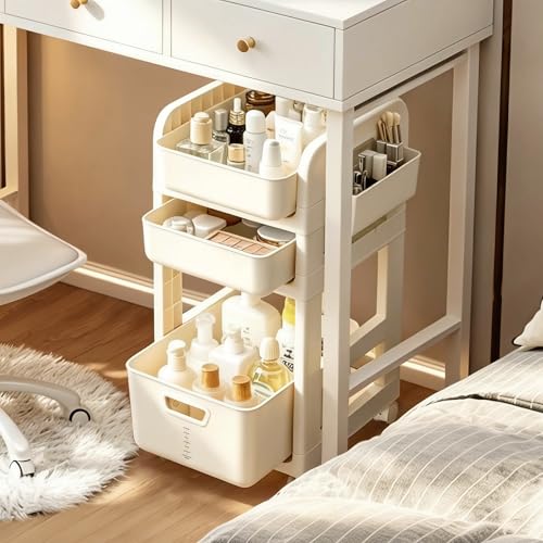 3 Tier Rolling Makeup Cart with Removable Drawer