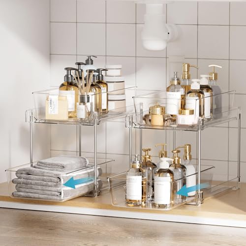 Vtopmart 4-Pack Under Sink Organizer, 2-Tier Pull-Out Cabinet Storage