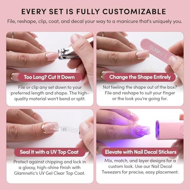 Glamnetic Extra Short Dark Maroon Press On Nails Kit - 30 Nails
