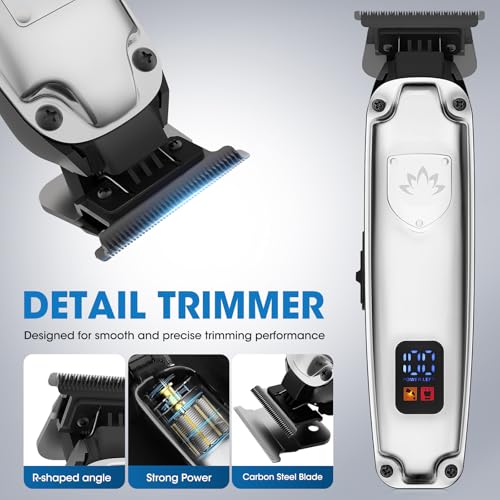 Professional Hair Clippers for Men, Barber Clippers and Trimmers Set, Foil Shavers for Men, 4 in 1 Cordless Hair Clippers Set Hair Cutting Kit Barber kit with LED Display