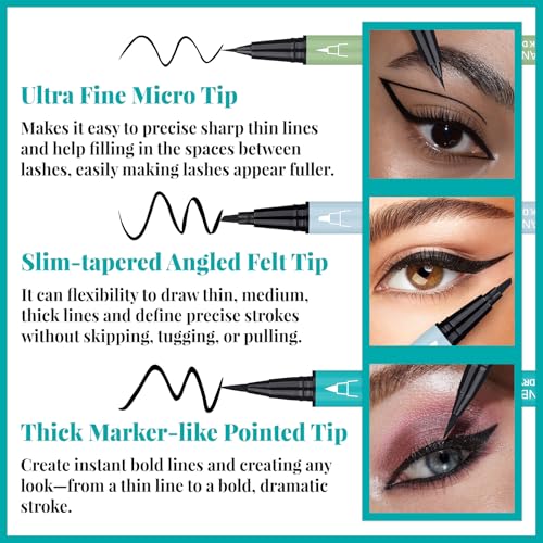 UCANBE 3-Piece Black Liquid Eyeliner Kit - Waterproof 24Hr