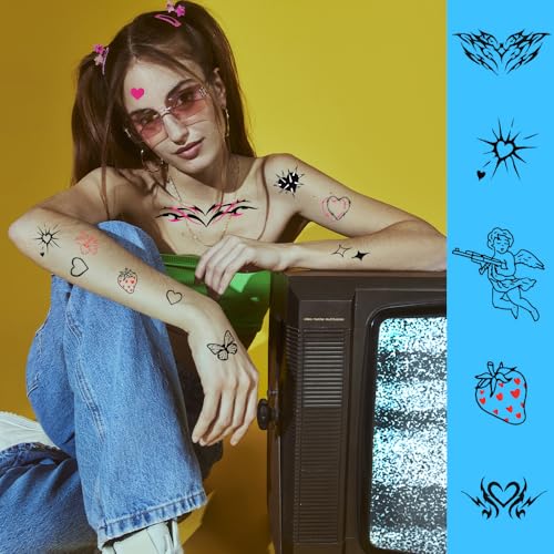 Y2K Temporary Tattoos - 10 Sheets Waterproof Fake Tats