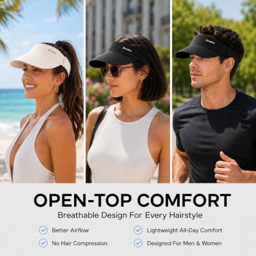 Wide Brim UV Protection Sun Visor Hat for Women - Ponytail Style