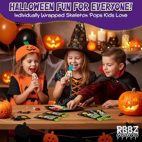 Skeleton Lollipops - 24 Individually Wrapped Halloween Candy