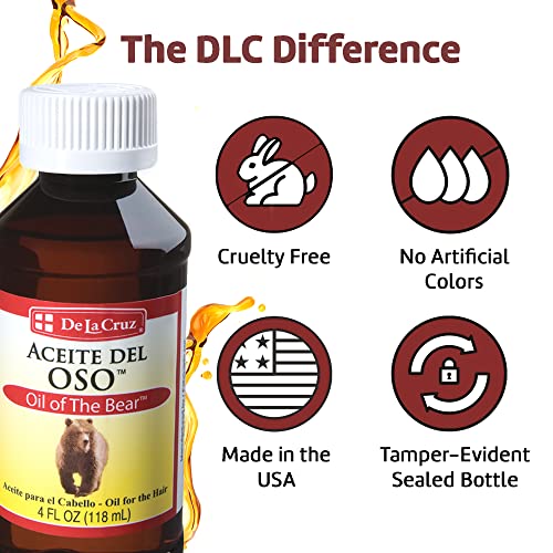 De La Cruz Oil of the Bear Beard Oil for Men - Grooming Brillantine for Hair, Mustache and Beard - Aceite del Oso