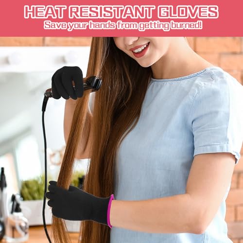 Heat Resistant Gloves - Professional Hair Styling Mitts (2 Pair)