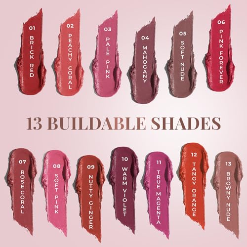 Just Herbs Organic Creamy Matte 3 in 1 Lip & Cheek Tint, Blush For Women - SLS,Chemical & Paraben Free - 0.14 fl. oz. (Pink Forever)