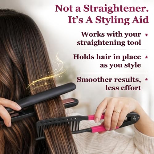 HerStyler Hair Straightening Comb for Flat Iron - Pink