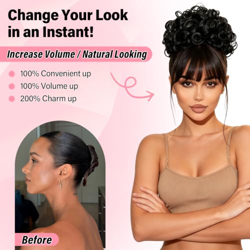Messy Bun Hair Piece Curly Synthetic Hairpiece with Drawstring