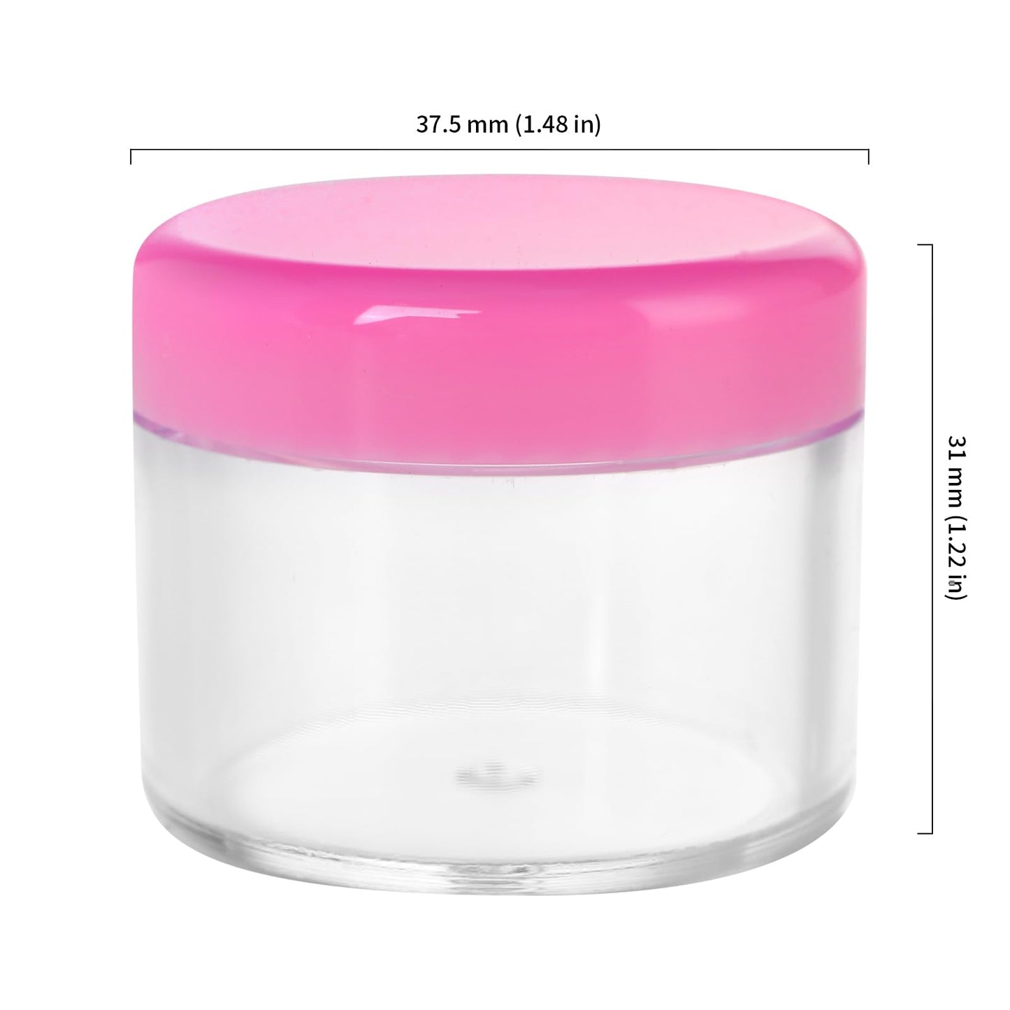 HOIGON 96 PCS 20g 20ml Clear Plastic Sample Containers, Leak-Proof Round Plastic Cosmetic Containers with Pink Screw Lids, Clear Pot Jars for Creams, Lotions, Makeup, Colored Acrylics