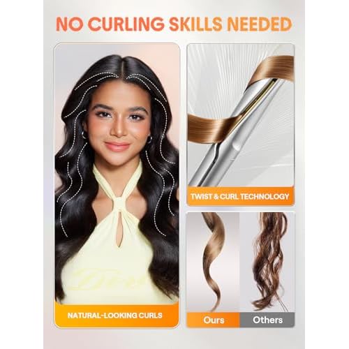 SHEGLAM Sleek Chic Twist Kiss Flat Iron - 2-in-1 Hair Straightener & Curling Iron, 1" Barrel, 60s Fast Heat, 20M Negative Ions, 5 Temp Settings, Travel-Friendly