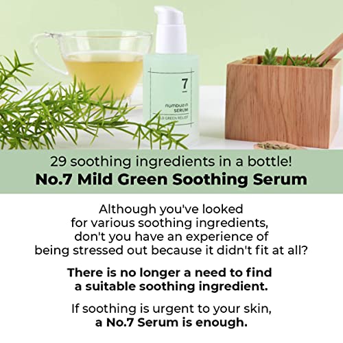 numbuzin No.7 Serum | Mild Green Soothing Serum | Soothing Green Gel for Acne-Prone Skin, Sensitive Redness | Centella Asiatica, Green Tea, Noni | Korean Skincare for Soothing | 1.69 fl. oz.