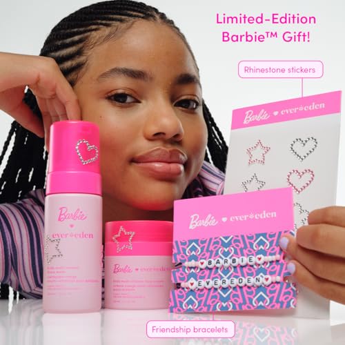 Barbie Kids Face Wash & Moisturizer Set with Stickers & Bracelets - Safe Skincare for Girls