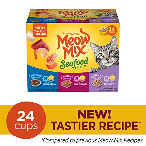 Meow Mix Seafood Selects Wet Cat Food Variety Pack, 2.75 Ounce (Pack of 24)