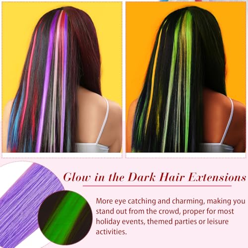 Glow in the Dark Hair Extensions 20 Inch Clip-in