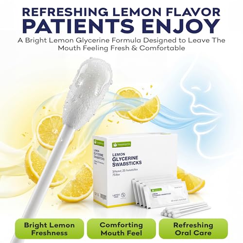 Lemon Glycerin Oral Swabs for Dry Mouth - 75 Pack | TenderGentle