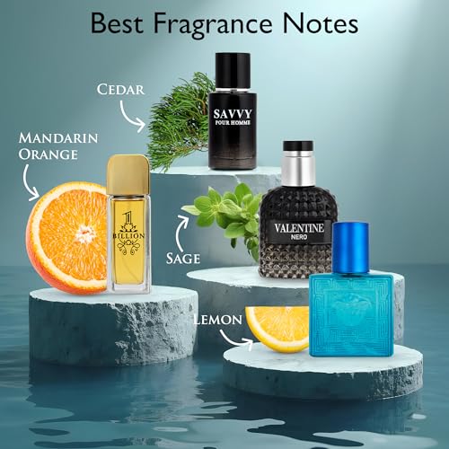 NovoGlow Signature Scent 4-Piece Mini Fragrance Set for Men - Spicy Aromatic Citrus & Woody Notes, 4x30ml