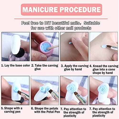 12 Colors Sculpture Painting Set, 3D Nail Art Set with Carved Painting Pen, Salon Creative DIY Gel Nails