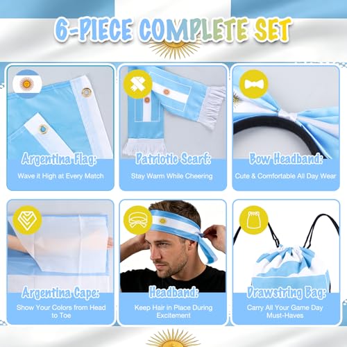 Soccer Fan Cheer Kit - Flag Cape Scarf Headband & Bag