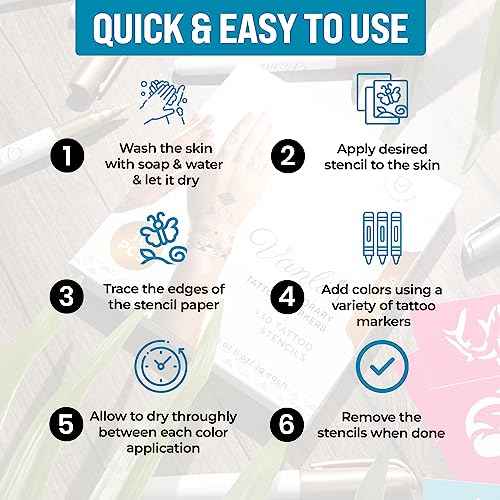 Vanli's Metallic 10 Temporary Tattoo Markers, Temporary Tattoo Pens with 30 Tattoo Stencils. Stocking Stuffers For Kids, Boys, Girls, Women.