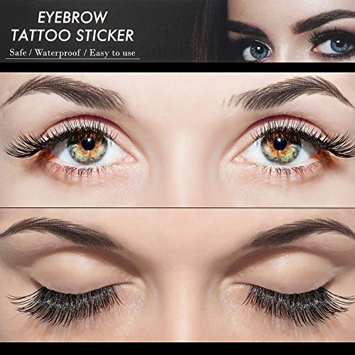 Blulu 6 Sheets Waterproof Eyebrow Tattoo Stickers - 66 Pairs Arch