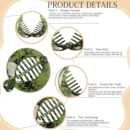 WILLBOND 6 Pack Fishtail Banana Hair Clips - Resin Comb Grips