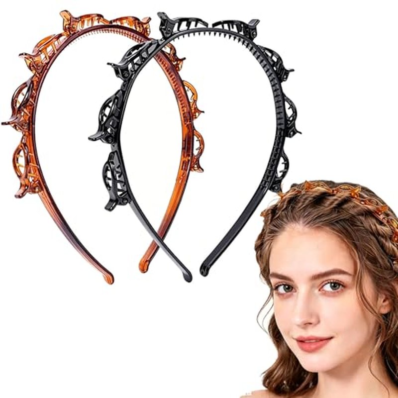 2-Piece Bangs Hairpin Headband with 8 Clips – 90s Y2K Hair Styling