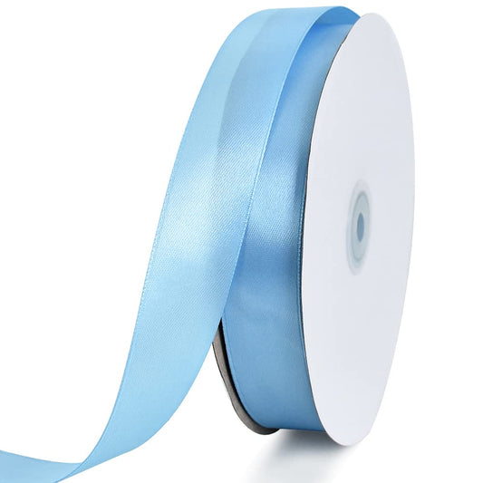 TONIFUL 1 Inch x 100yds Sky Blue Satin Ribbon, Thin Solid Color Satin Ribbon for Gift Wrapping, Crafts, Hair Bows Making, Wedding Party Decoration, Invitation Cards, Floral Bouquets