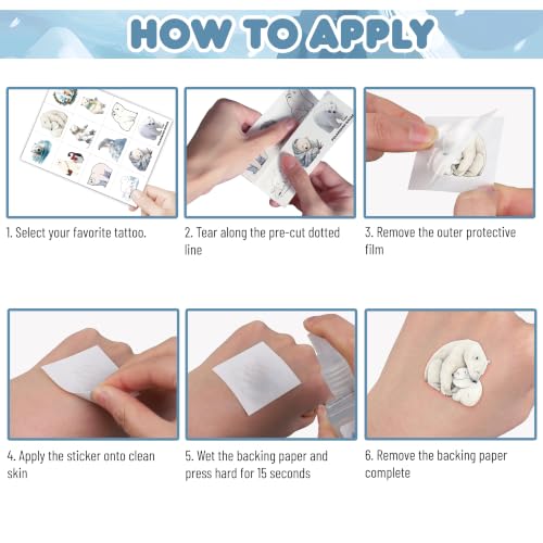 96 Polar Bear Temporary Tattoos – Party Favors & Decorations