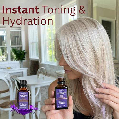 Purple Hair Oil for Blonde & Gray Hair - Argan Anti Brassy Treatment