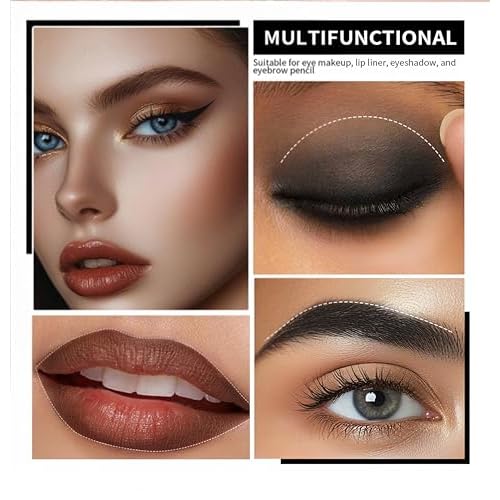 MAEPEOR Matte Gel Eyeliner 12 Colors Smooth Cream Eye Liner Pen Smudge-proof and Waterproof Gel Eyeliner Stick for Women Girls (Matte, L03 Drak Gray)