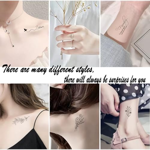 60Sheets Temporary Tattoos Stickers Small Tattoos Women Men Finger Hands Tiny Mini Fake Tattoos Stickers Waterproof Body Art for Adult Neck Arms Legs Shoulder Back